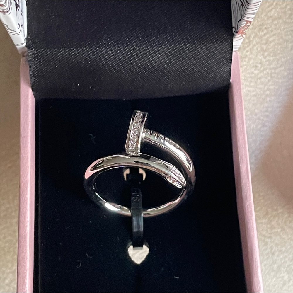 Peermont Rhodium Plated CZ crystal Nail Ring, NWOT. Size 9 - Picture 3 of 16